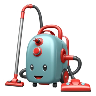 vintage vacuum cleaner cleaning dust from a carpet, old-fashioned design, metal body, visible dust being sucked in, classic household appliance, retro style, 3D cartoon, mobile game icon style, centered, clean background, no people, no animals, no text, no watermark
 sticker