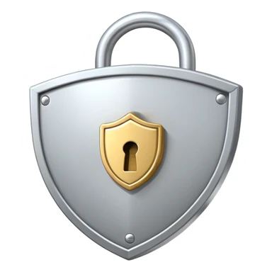 security shield with a padlock on top, cartoonish style sticker