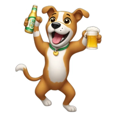 dancing dog with a beer sticker