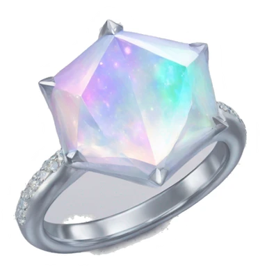 Pastel White iridescent nebula diamond ring  sticker