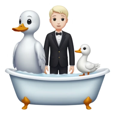 an batthub duck, goast, bird and a men sticker