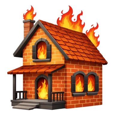 una casa quemandose sticker