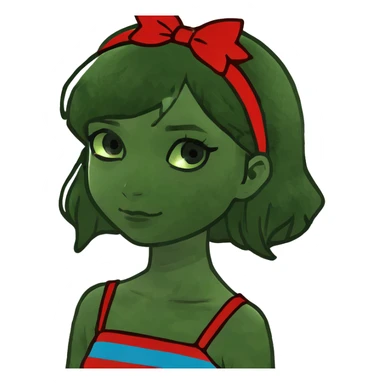 Girl-pale-black hair-red stripe hair-blue eyes sticker