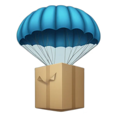 parachute with a box with the letters AMMC sticker