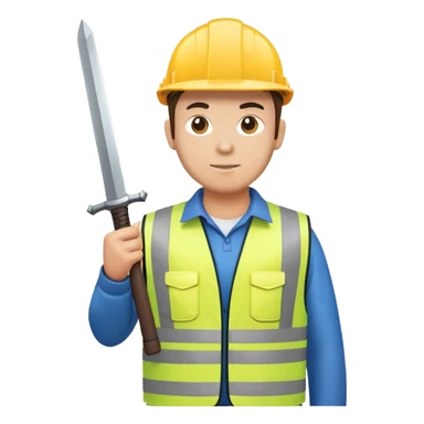 Telecoms engineer in hi vis with sword sticker