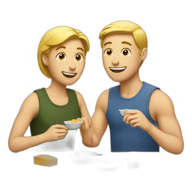 Two white friends eating lunch sticker