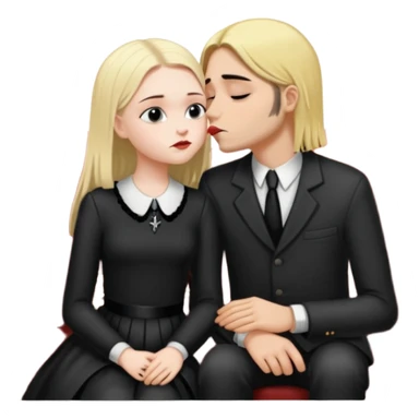 Realistic Wednesday addams kissing sweetly Kurt Cobain on the parlor couch  sticker