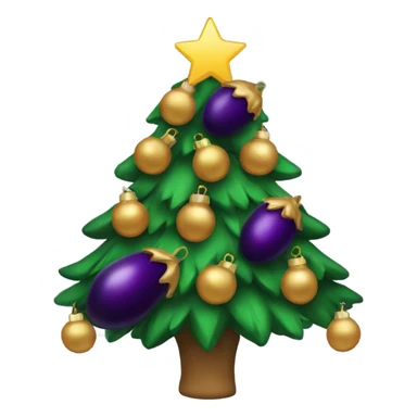 Christmas tree with eggplant ornaments sticker