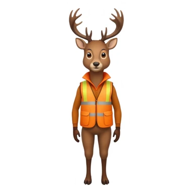 crea un venado de cuerpo completo que lleve un chaleco color naranja y que el chaleco lleve en el lado izquierdo el nombre de (telamon) sticker