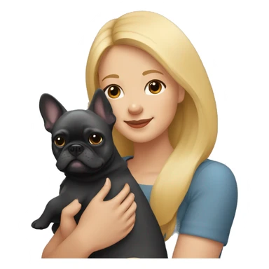 Honey blonde woman hugging pomeranian and dark gray french bulldog sticker