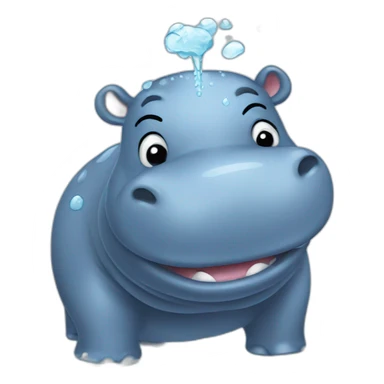 hippo taking a shower sticker
