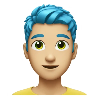A teenager of blue hair and green eyes sticker