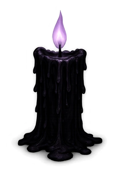 emo-style candle, black and purple, moody, no background sticker