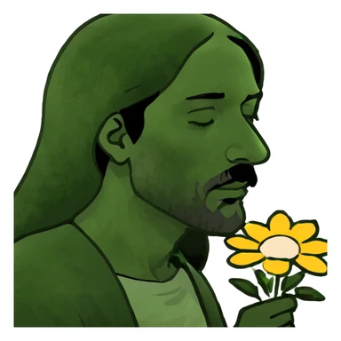 Jesus smelling flowers  sticker