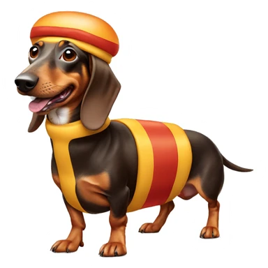 Weiner dog in hotdog costume sticker
