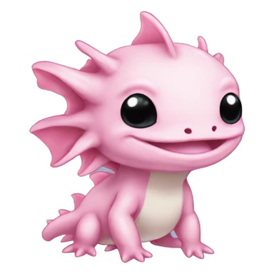 aesthetic pink cute axolotl stitch chibi pokemon sticker