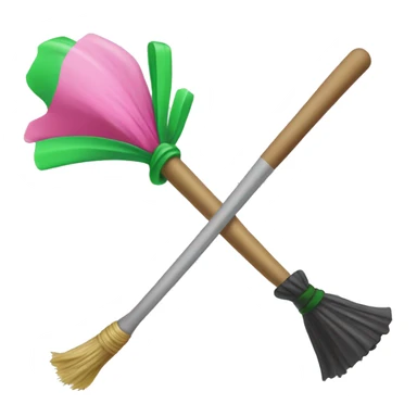 Pink wand duelling a green broom sticker