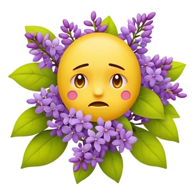 Ordinary emoji but upset with lilacs  sticker