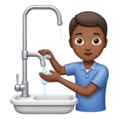 washing hands with faucet sticker