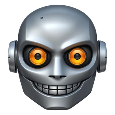 evil robot. Only its head. Low details. Make it smile sticker