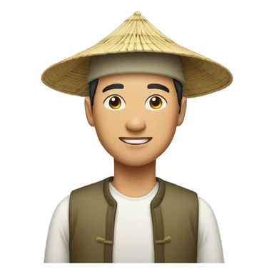 chinese man wearing rice paddy hat sticker