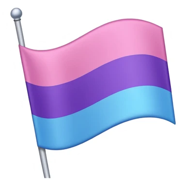 I want a flag, I want the first stripe at the very top of the flag to be pink 🩷. The middle stripe will be the color purple 💜. And finally the bottom stripe will be the color blue 💙. Only those three colors in that exact order. sticker