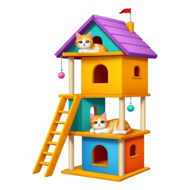 cats relaxing in a vertical playhouse sticker