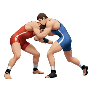 An icon representing freestyle wrestling, with two athletes engaged in a dynamic struggle on the mat. One wrestler attempts a takedown while the other counters, showcasing agility and technique. The background features a stylized wrestling ring with minimal design elements, emphasizing the action.  sticker