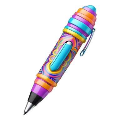 3D, psychedelic colored hippie style pen. Pen only  sticker