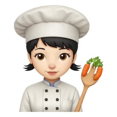 A rat that looks like a female with a fringe and chefs hat black hair sticker