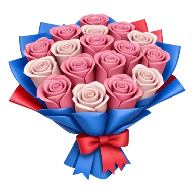SPAM MEAT rose bouquet wrapped in french flag bow sticker
