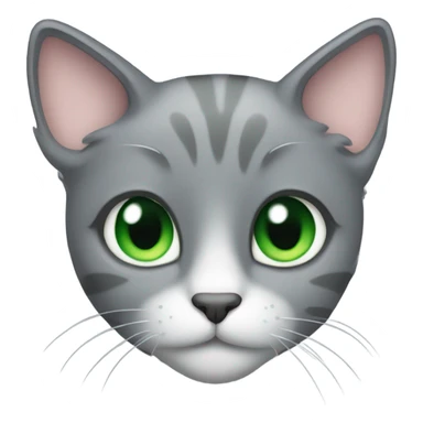 Grey cat with green eyes with heart pin sticker