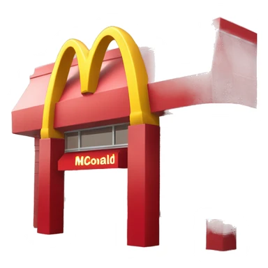 “McDonald’s store with the iconic golden arches, a red and yellow color scheme, and a simple, recognizable design that captures the essence of a fast food restaurant.” sticker