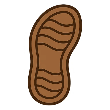 Create an emoji style sandal sole with minimal detail, matching the reference image, but with a slightly darker color. The style should reflect the look of apple style emojis with simple and clean design. sticker
