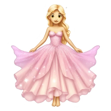 light pink fairy princess sparkly dress isolated dress sticker