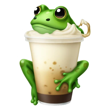 Frog drinking iced latte sticker
