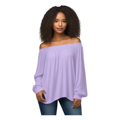 Lilac off shoulder Long sleeve flowy top, isolated sticker