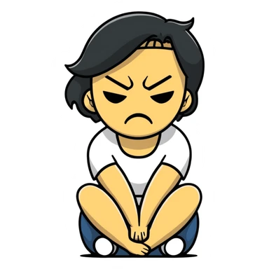 a woman sitting looking angry and sad sticker