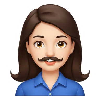 brunette girl with a mustache  sticker