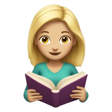 A blonde girl reading a book sticker