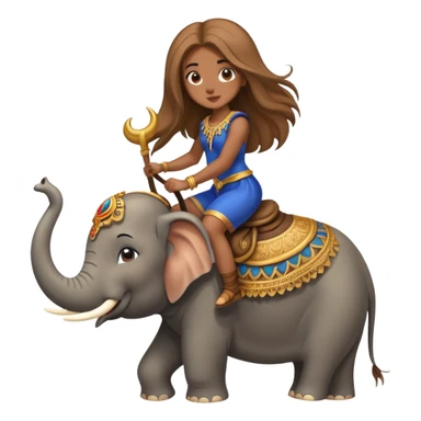 light brown super long hair girl riding elephant  sticker