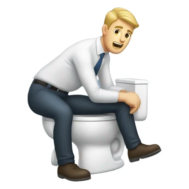 White man on toilet at work sticker