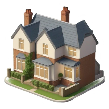 isometric 1930's 3 bedroom english house sticker