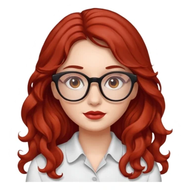 ABeautiful girl, red hair,wavy hair，long hair,Black eyes,Chinese con lentes color ojos cafe oscuro sticker