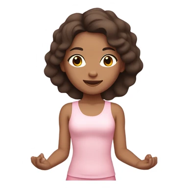 Dark brown hair light skin girl yoga pose light pink clothes sticker