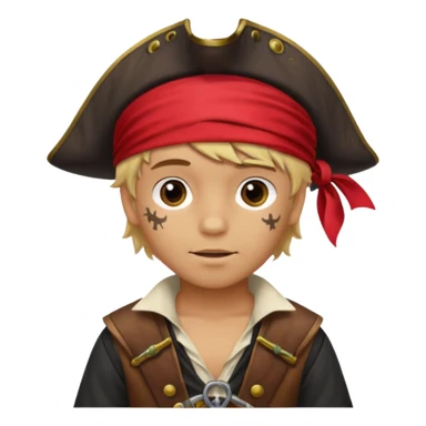 light brown Hispanic boy with blond hair that is dressed as a pirate sticker
