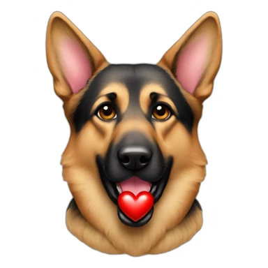german sheperd with a heart sticker