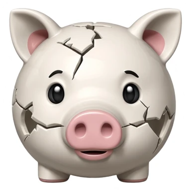 broken and empty piggy bank sticker