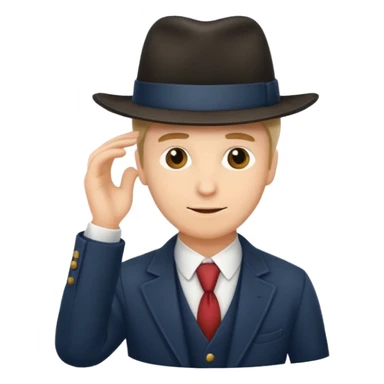 A gentleman tilting his hat downward sticker