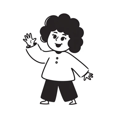 cute gibberling character, hand-drawn look, waving, sketchy lines sticker